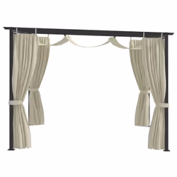 vidaXL Gazebo with Curtains 3m Cream Steel Outdoor Patio Garden Canopy Tents - Additional view 4
