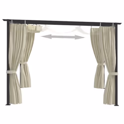 vidaXL Gazebo with Curtains 3m Cream Steel Outdoor Patio Garden Canopy Tents - Additional view 5