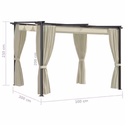vidaXL Gazebo with Curtains 3m Cream Steel Outdoor Patio Garden Canopy Tents - Additional view 6