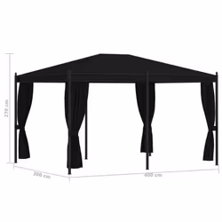 vidaXL Gazebo with Mesh Screens 3x4m Anthracite Steel Garden Party Tent Canopy - Additional view 7