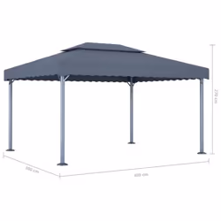 vidaXL Gazebo 400x300cm Anthracite Aluminium Tent Canopy Marquee Pavilion - Additional view 5