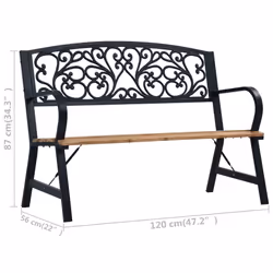vidaXL Garden Bench 120cm Wood Outdoor Patio Seat Seating Chair Furniture - Additional view 7