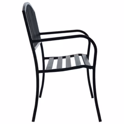 vidaXL Garden Bench 125cm Black Steel Wood Outdoor Patio Seating Furniture