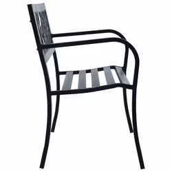 vidaXL Garden Bench 125cm Black Steel Wood Outdoor Patio Seating Furniture