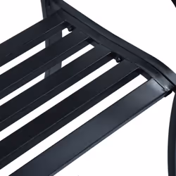 vidaXL Garden Bench 125cm Black Steel Wood Outdoor Patio Seating Furniture - Additional view 5