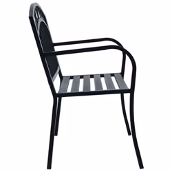 vidaXL Garden Bench 125cm Black Steel Wood Outdoor Patio Seating Furniture