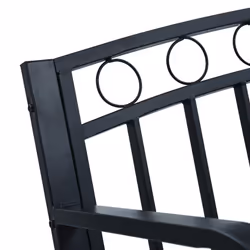 vidaXL Garden Bench 125cm Black Steel Wood Outdoor Patio Seating Furniture - Additional view 4
