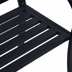 vidaXL Garden Bench 125cm Black Steel Wood Outdoor Patio Seating Furniture - Additional view 5