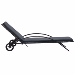 vidaXL Sun Loungers with Table Poly Rattan Anthracite Outdoor Recliner Day Bed