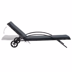 vidaXL Sun Loungers with Table Poly Rattan Anthracite Outdoor Recliner Day Bed