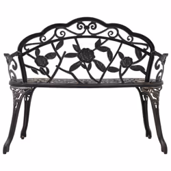 vidaXL Bistro Bench Bronze Cast Aluminium Garden Patio Outdoor Benches Chairs - Additional view 2