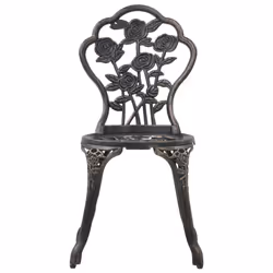 vidaXL 2x Bistro Chairs Bronze Cast Aluminium Outdoor Garden Dining Chair