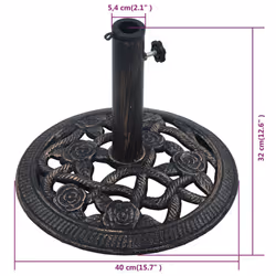 vidaXL Umbrella Base Patio Parasol Base Holder Black and Bronze 9 kg Cast Iron - Additional view 3