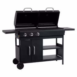 VidaXL 47388 outdoor barbecue/grill Kettle Charcoal + Natural gas Black, Stainless steel 8400 W