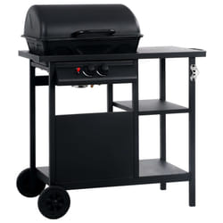 vidaXL Gas BBQ Grill with 3-layer Side Table Black Outdoor Backyard Barbecue
