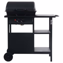 vidaXL Gas BBQ Grill with 3-layer Side Table Black Outdoor Backyard Barbecue