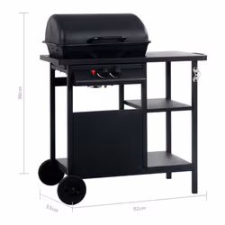 vidaXL Gas BBQ Grill with 3-layer Side Table Black Outdoor Backyard Barbecue - Additional view 7