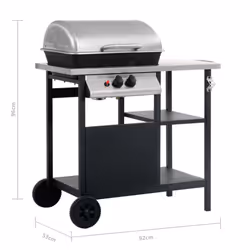vidaXL Gas BBQ Freestanding Grill with 3-layer Side Table Black and Silver - Additional view 7