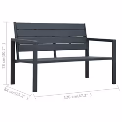 vidaXL Garden Bench 120cm Wood Look HDPE Grey Outdoor Patio Bench Park Chair - Additional view 3