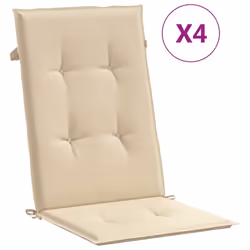 vidaXL Garden Highback Chair Cushions 4 pcs Beige 47.2x19.7x1.2 Fabric