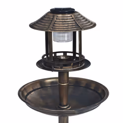 vidaXL Decorative Birdbath with Solar Powered LED Lights Plastic Bird Feeder