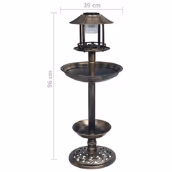 vidaXL Decorative Birdbath with Solar Powered LED Lights Plastic Bird Feeder - Additional view 7