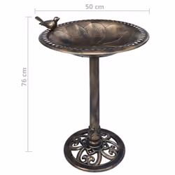 vidaXL Garden Bird Bath Bronze Plastic Bird feeder Bowl Water Ways Stands - Additional view 3