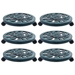vidaXL 6x Plant Trolleys Green 38cm Plastic Outdoor Gardening Planter Stands