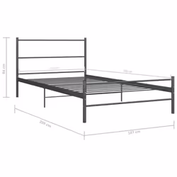 vidaXL Bed Frame Grey Metal 100x200cm Single Solid Base Bedroom Furniture - Additional view 6