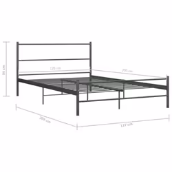 vidaXL Bed Frame Grey Metal 120x200cm Double Solid Base Bedroom Furniture - Additional view 5