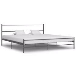 vidaXL Bed Frame Grey Metal 200x200cm Double Solid Base Bedroom Furniture