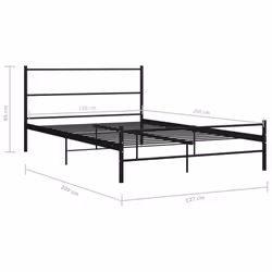 vidaXL Bed Frame Black Metal 120x200cm Double Solid Base Bedroom Furniture - Additional view 4