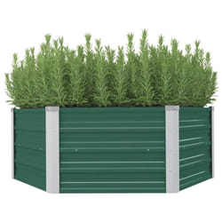 vidaXL Raised Garden Bed Galvanised Steel Green Backyard Planter Flower Box