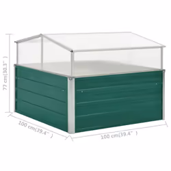 vidaXL Greenhouse Galvanised Steel Green 100x100x77cm Greenhouse Planters - Additional view 4