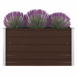 vidaXL Raised Garden Bed Galvanised Steel Brown Metal Planter Pot Flower Boxes