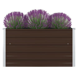 vidaXL Raised Garden Bed Galvanised Steel Brown Metal Planter Pot Flower Boxes