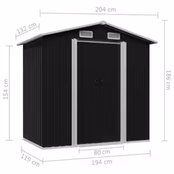 vidaXL Garden Storage Shed Anthracite Steel Building Outdoor Garage Storage - Additional view 10