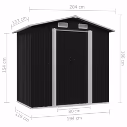 vidaXL Garden Storage Shed Anthracite Steel Building Outdoor Garage Storage - Additional view 4