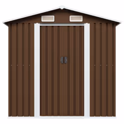 vidaXL Garden Storage Shed Brown 204x132x186cm Steel Outdoor Tool House Cabin