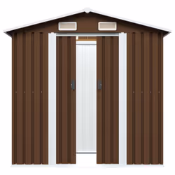 vidaXL Garden Storage Shed Brown 204x132x186cm Steel Outdoor Tool House Cabin - Additional view 4