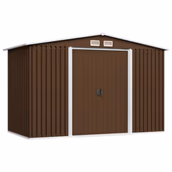 vidaXL Garden Storage Shed Brown 257x205x178cm Steel Outdoor Tool House Cabin