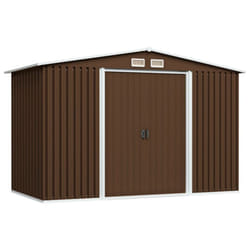 vidaXL Garden Storage Shed Brown 257x205x178cm Steel Outdoor Tool House Cabin