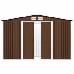 vidaXL Garden Storage Shed Brown 257x205x178cm Steel Outdoor Tool House Cabin