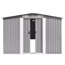 vidaXL Garden Shed Grey 257 cm Galvanised steel Storage Tool House Carport - Additional view 5