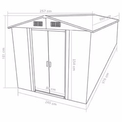 vidaXL Garden Shed Grey 257 cm Galvanised steel Storage Tool House Carport - Additional view 8