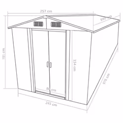 vidaXL Garden Shed Anthracite 257 cm Galvanised steel Storage House Carport - Additional view 8