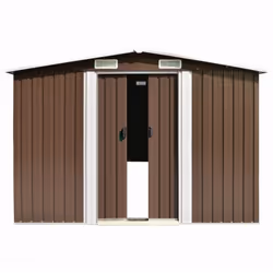 vidaXL Garden Shed Brown 257 cm Galvanised steel Storage Tool House Carport - Additional view 4