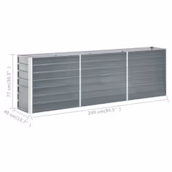 vidaXL Garden Raised Bed 240x40x77cm Galvanised Steel Grey Patio Raised Bed