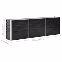 vidaXL Garden Raised Bed Galvanised Steel Anthracite Outdoor Patio Planter Pot - Additional view 5
