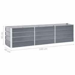 vidaXL Garden Raised Bed 240x40x45cm Galvanised Steel Grey Patio Planter Pot